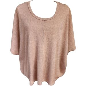 Willow Tree Knit Poncho Top Large Neutral Dolman Sleeve Cozy Boutique NWT